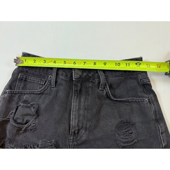 Forever 21 Frayed Hem Ripped Black Denim Shorts Womens 24 Distressed (bin LL152) - Picture 5 of 6